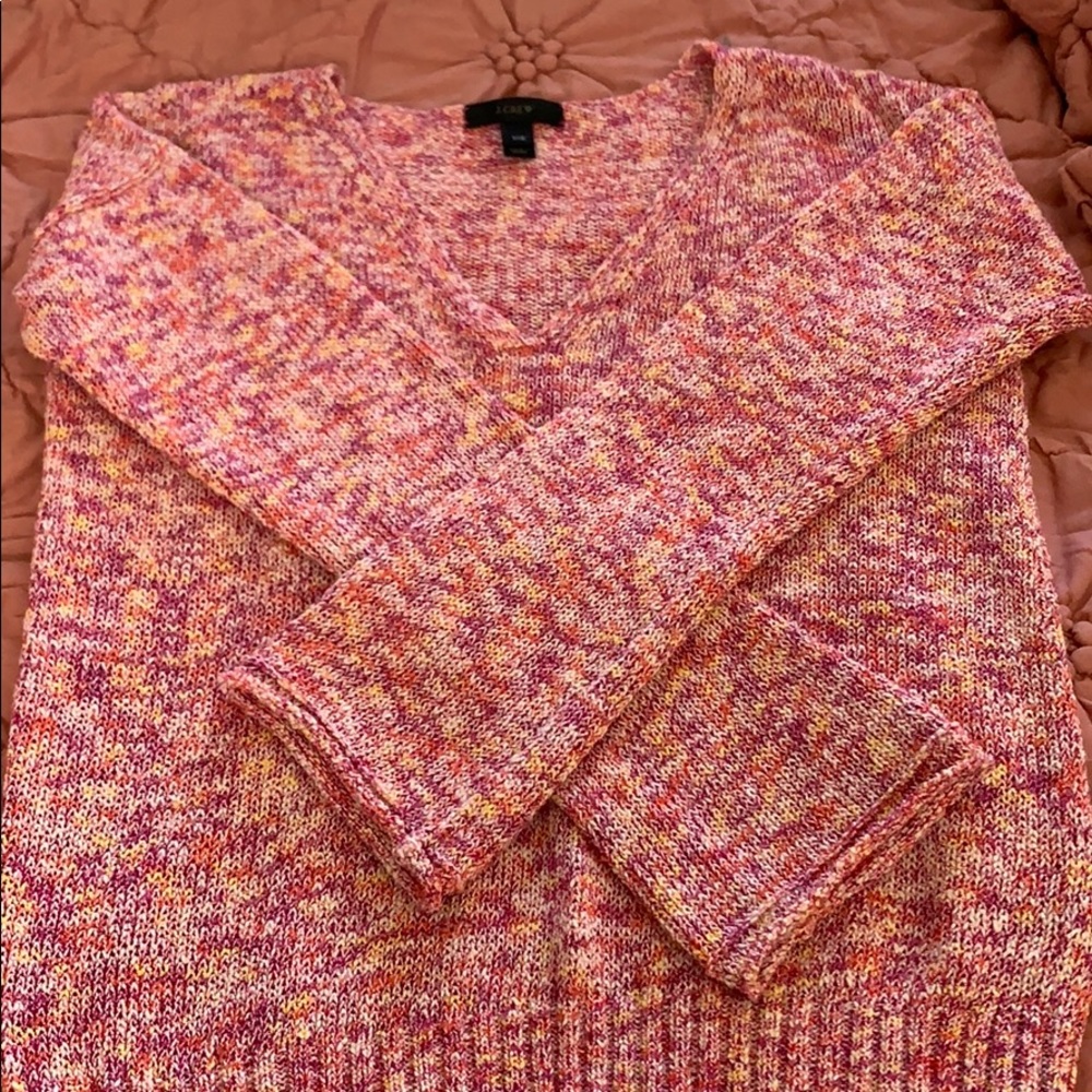 J Crew Flared Sleeve Marled Swing Sweater